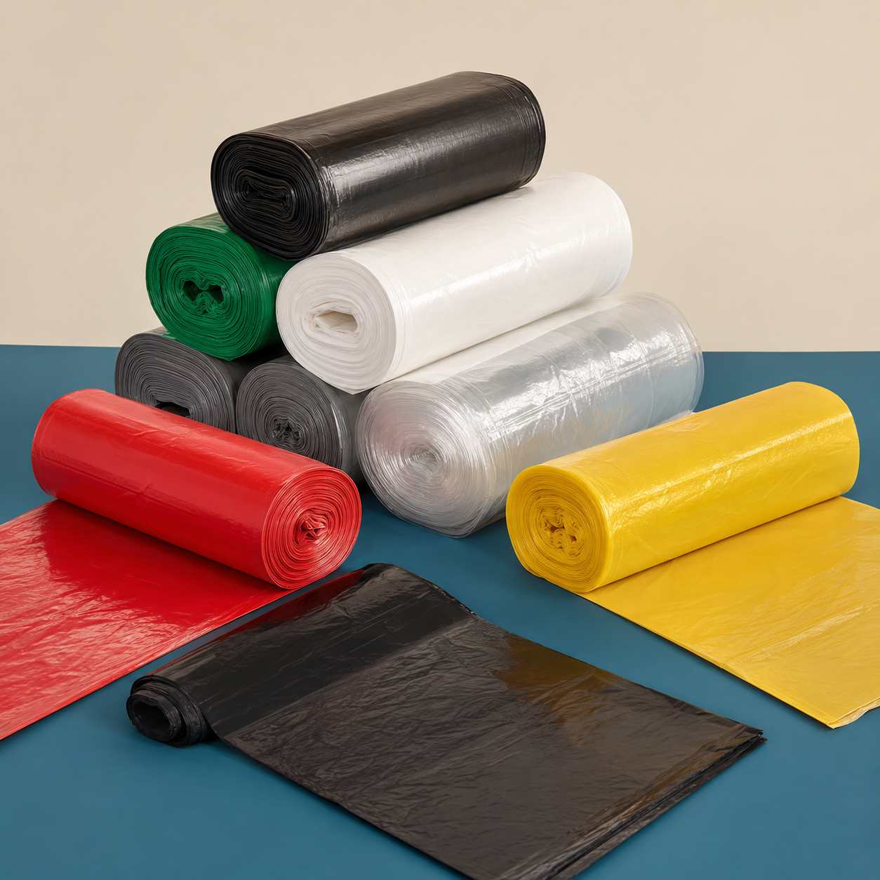 Commercial bin liners in several colours