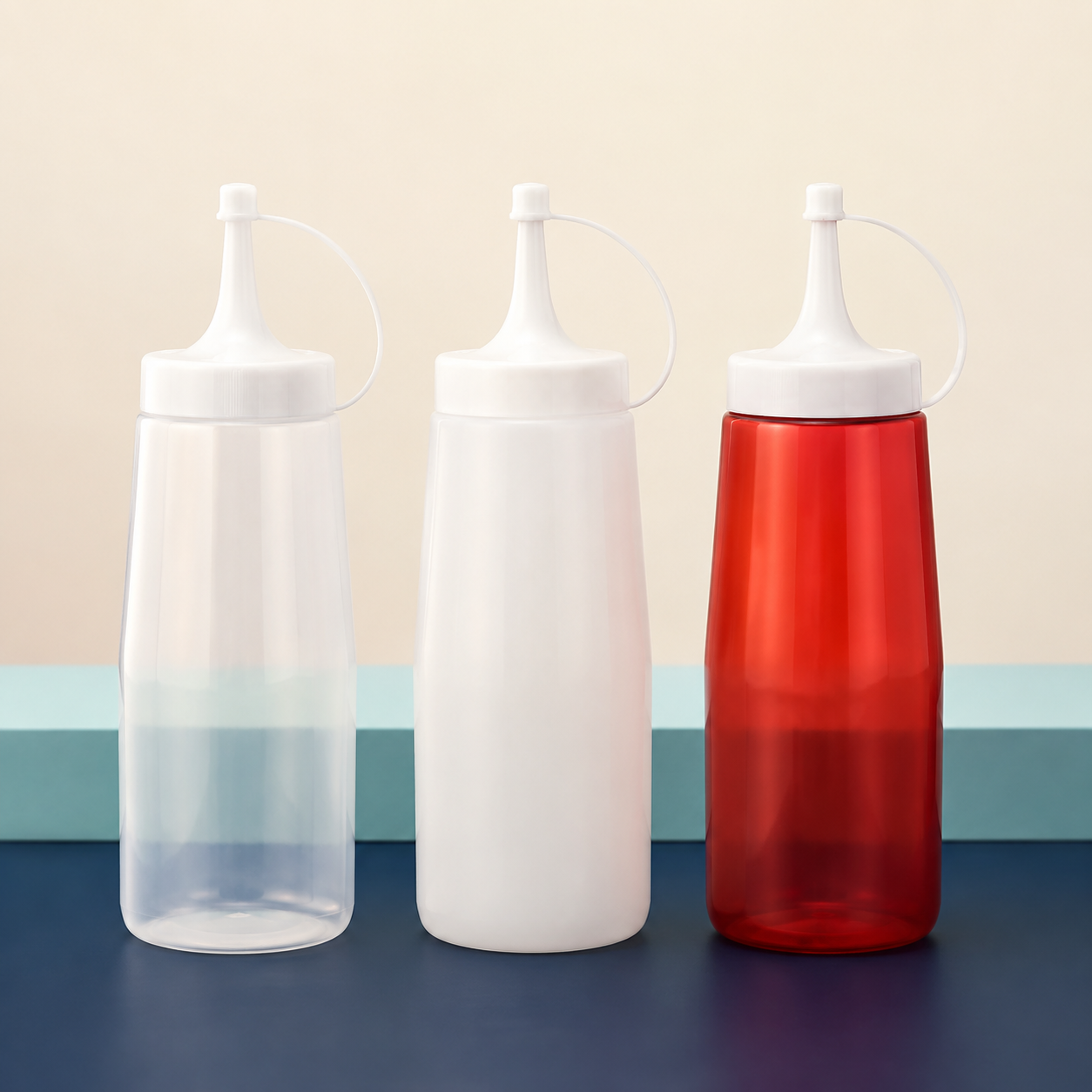 Plain squeeze serving containers